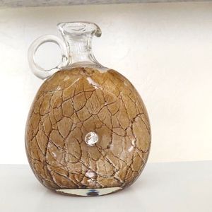 Tan Heavy Cracked Design Glass Pitcher